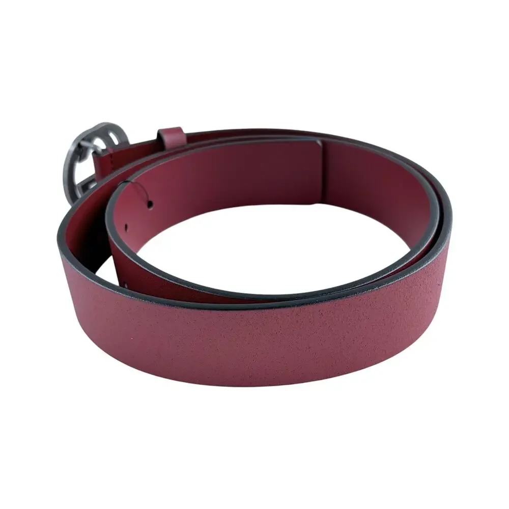 Gucci Interlocking G Red Leather Belt Silver Buckle Size 95/38 NWT Authentic